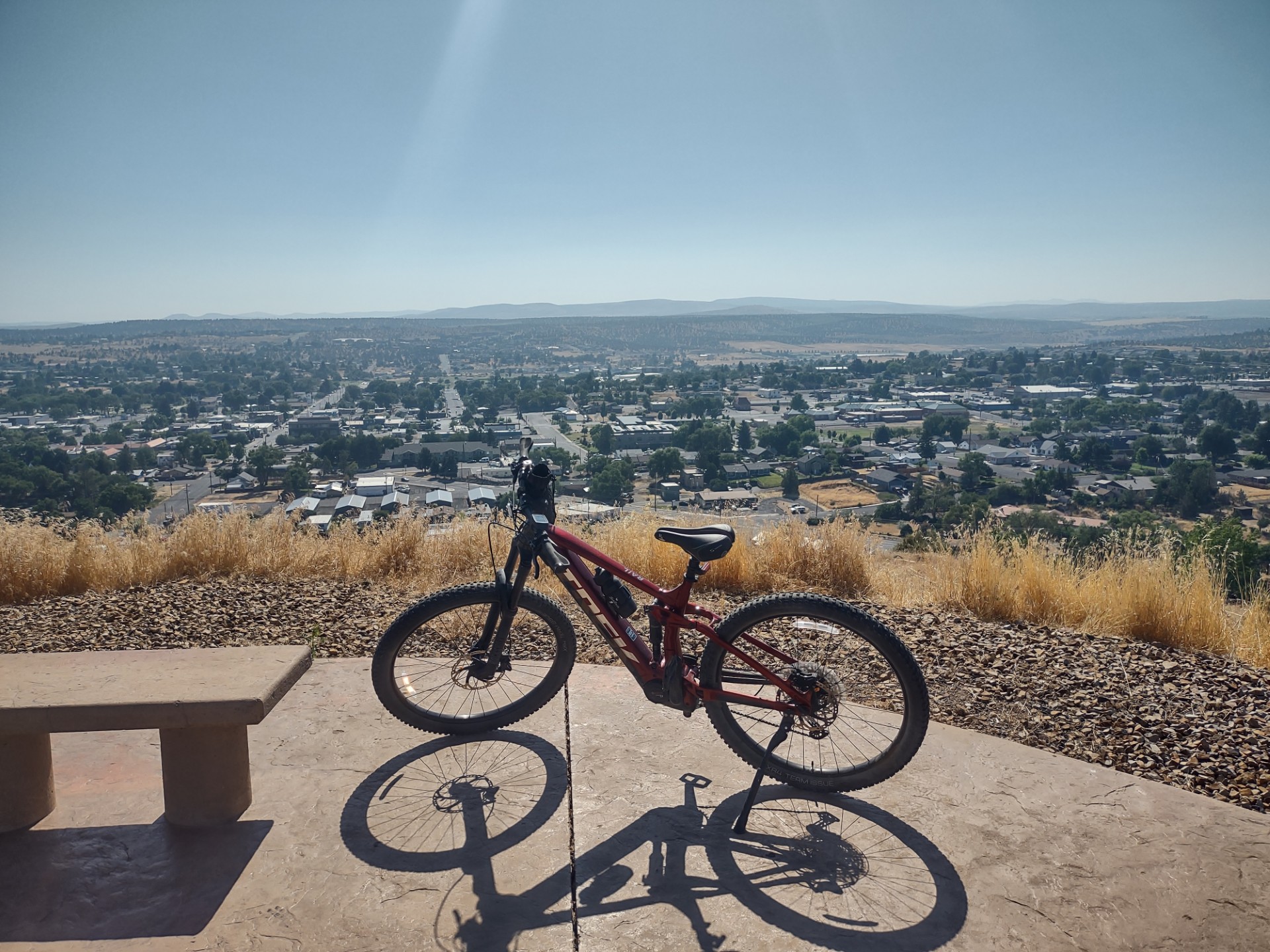 A view of my bike atop a hill